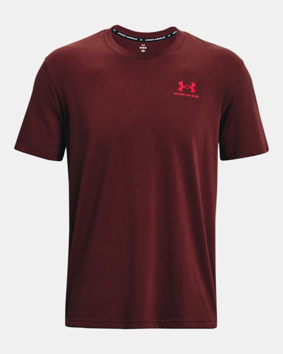 Men's UA Logo Embroidered Heavyweight Short Sleeve, Red, pdpMainDesktop image number 4